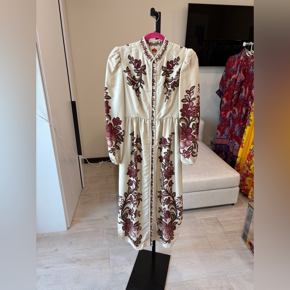 Farm Rio: Sand Renata Floral Long Sleeve
Midi Dress - Picture 8 of 16